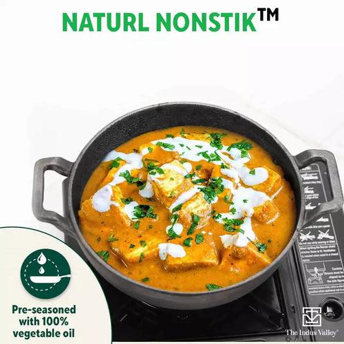 CASTrong Cast Iron Kadai, Pre-seasoned, Nonstick, 100% Pure, Toxin-free, Induction, 21/25cm, 1.7L/3.1L, 1.7kg/3.3kg