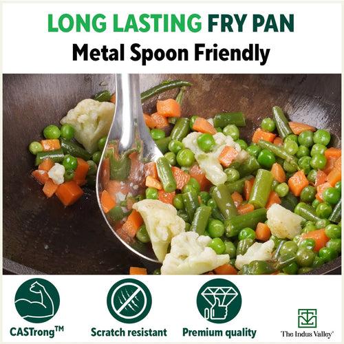 Super Smooth Cast Iron Frypan+ Free ₹400 Tadka Pan, Pre-seasoned, Nonstick, 100% Pure,Toxin-free, 25.4cm, 1.7L, 2.4kg