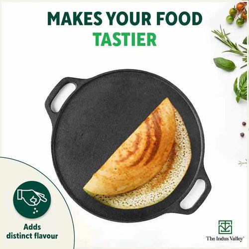 CASTrong Cast Iron Roti/Dosa Tawa,Pre-seasoned, Nonstick, 100% Pure, Toxin-free, Induction, 30.2cm, 2.4kg