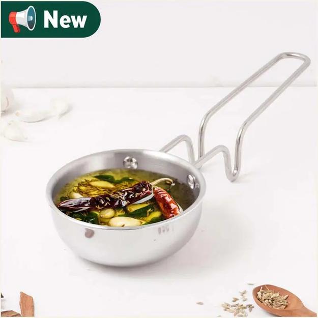 TurboCuk Triply Stainless Steel Tadka Pan for Spice Seasoning/Heating, Premium Quality, 3 Layer Thick Body, 100% Toxin-free, Non-stick, Induction & Gas, 12cm, 300ml