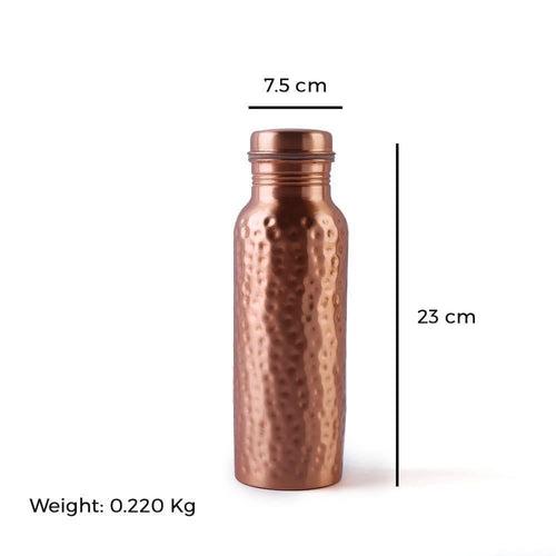 100% Pure Copper Water Bottle, 700ml, Hammered, Healthy, Toxin-free,Builds Immunity, Doctor Approved