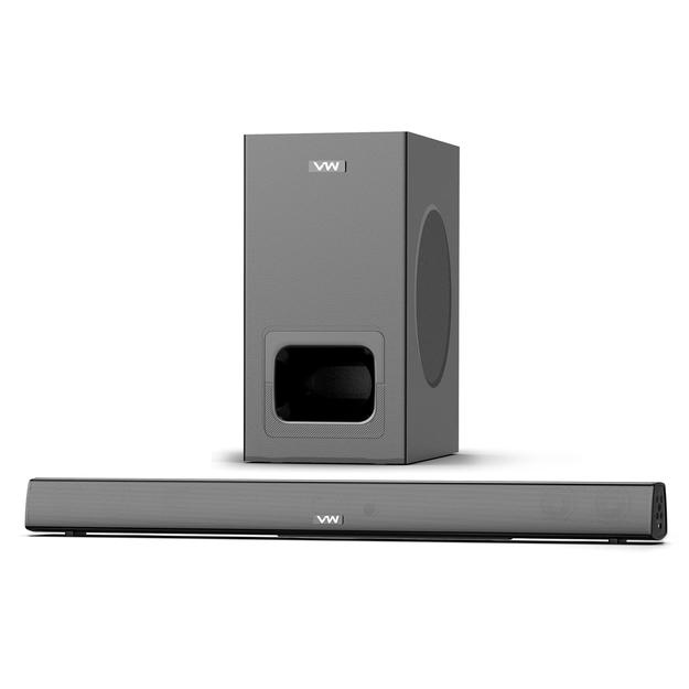 VW Sonic Bar | 120W Soundbar | 2.1 Channel Home Theatre | 5.25” Wired Subwoofer | Multiple Connectivity & Sleek Design (Black)