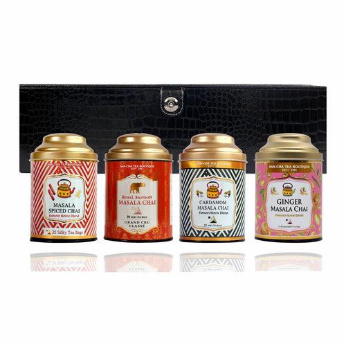 Luxury Leatherette Chai Teas: Tea Gift Box ( Pack of 4)