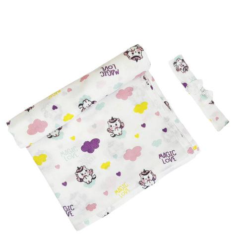 Organic Muslin Towel - Cap/Bow - Unicorn