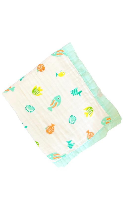 Organic Muslin Holding Sheet  - Large - Fish