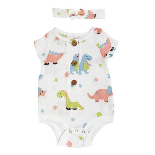 Muslin Bodysuit & Bow - DinoWorld