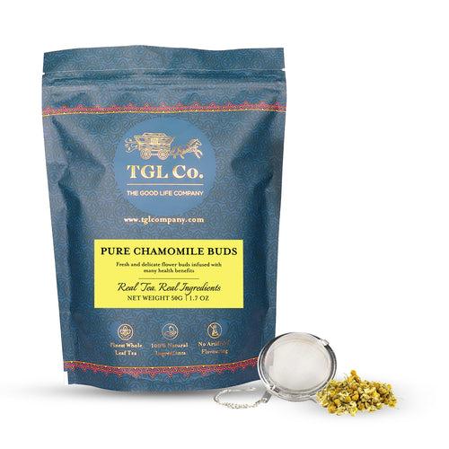 Chamomile buds (50 Gram Loose Leaf Tea) + Ball Tea Infuser  FREE*  -- (Limited time offer)