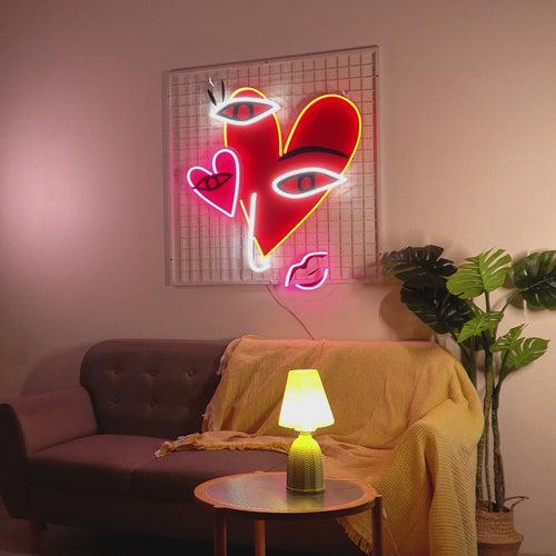 Abstract Face With Hearts LED Neon Sign Light