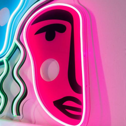 Colorful Two Faces Abstract Art LED Neon Sign Light