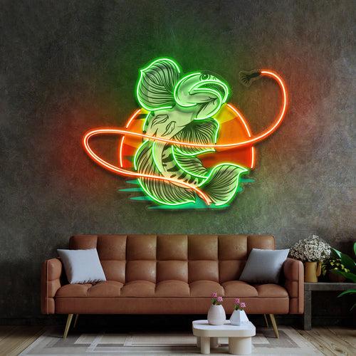 Greeb Fish Eat Bait LED Neon Sign Light Pop Art