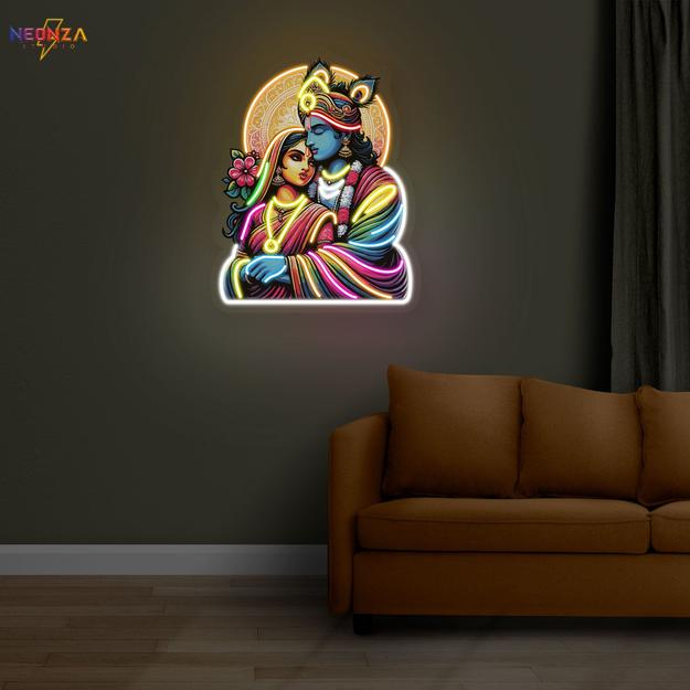 Radha Krishna neon sign artwork