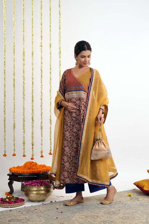 Mustard Yellow kotadoriya Dupatta With Gota Work