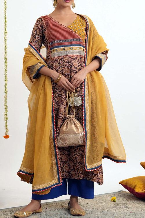 Mustard Yellow kotadoriya Dupatta With Gota Work