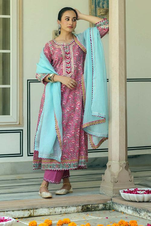 Sky Blue Kotadoriya Dupatta With Magzi Gota