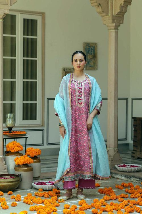 Sky Blue Kotadoriya Dupatta With Magzi Gota