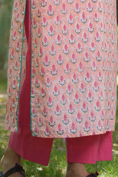 Cotton Straight Pants In Gajari Color