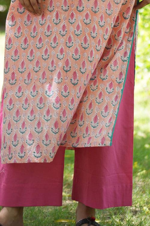 Cotton Straight Pants In Gajari Color