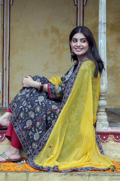 Mustard Yellow Kotadoriya Dupatta