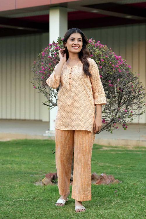 Light Orange Cotton Loungewear Set