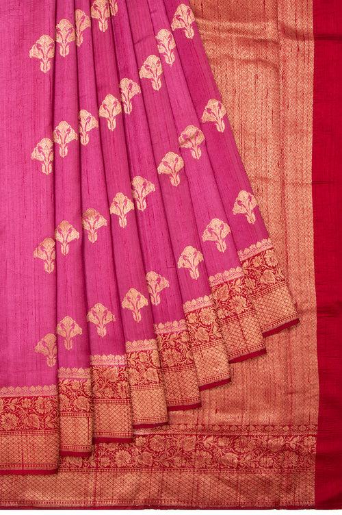 Onion Pink Tussar Silk Saree