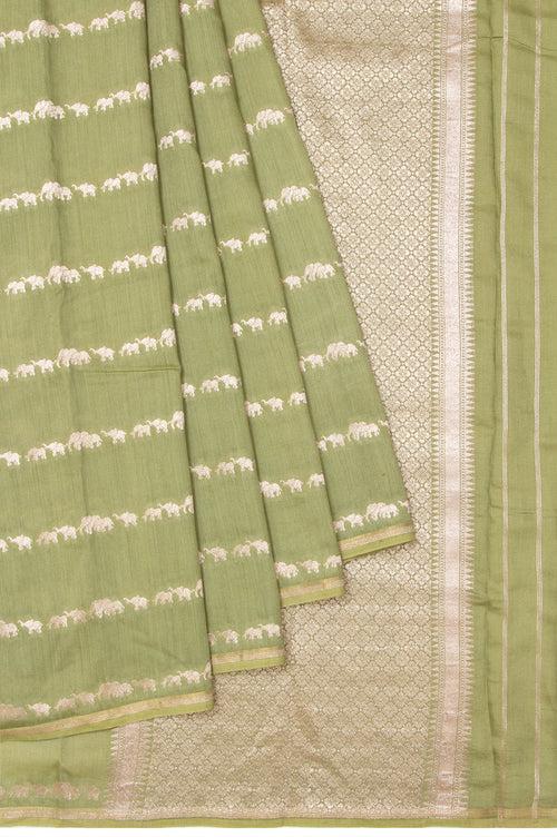 Parrot Green Munga Silk Saree