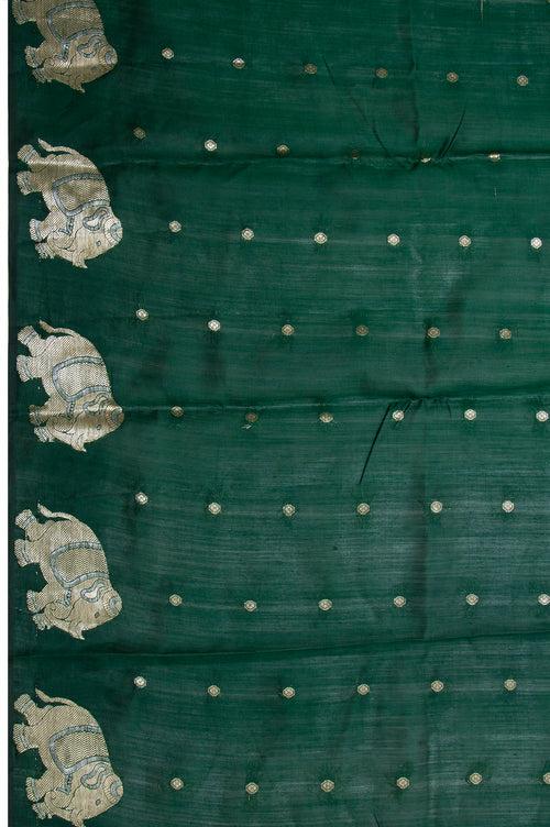 Mehendi green Chiniya Silk Saree