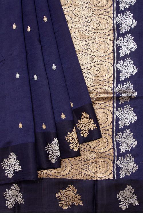 Navy blue Banaras Katan Saree