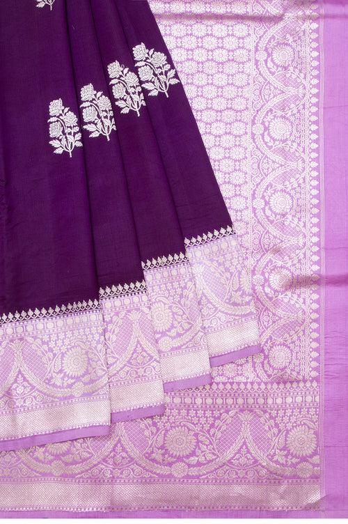 Purple Chiniya Silk Saree