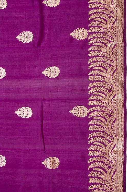 Purple Banaras Chiniya Silk Saree.