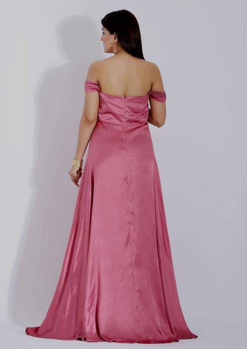 Pink Satin Ball Gown for Women