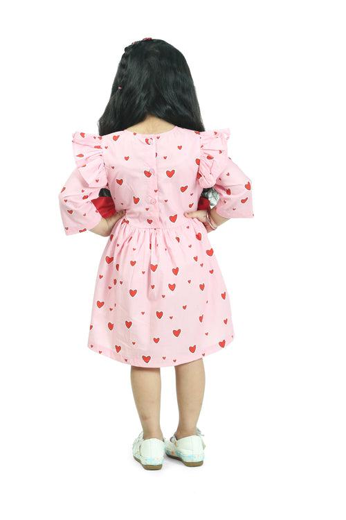 PINK SMALL HEART PRINT DRESS