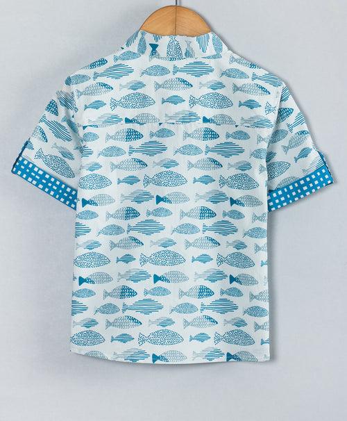 FISH PRINT BOYS SHORTS SET