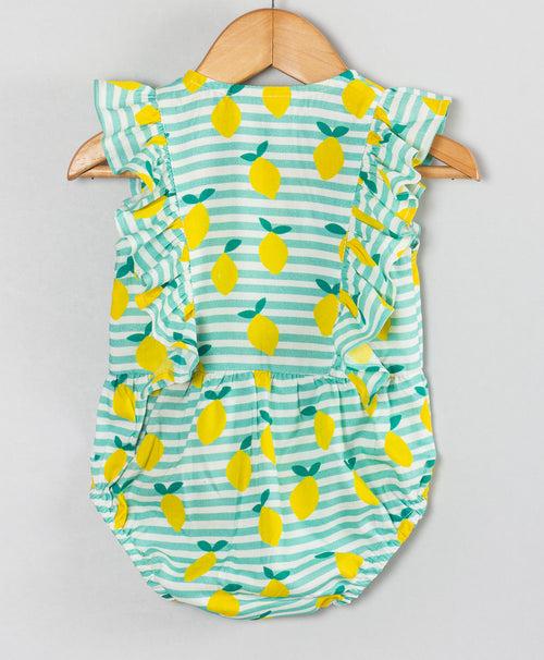 STRIPE AND LEMON PRINT INFANT ONESIE