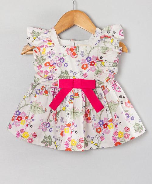 PINK AND YELLOW FLOWER PRINT INFANT SHORTS SET