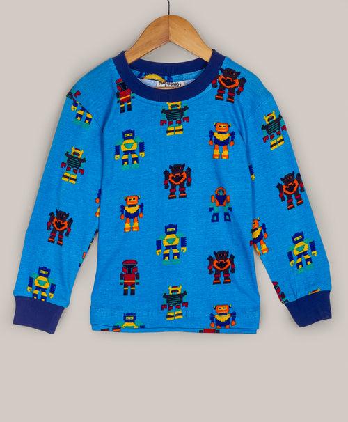 ALL OVER ROBOT PRINT JERSEY SLEEP SET