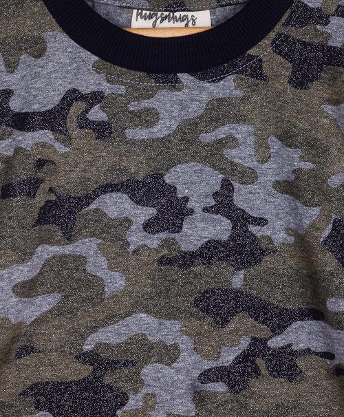 CAMOUFLAGE PRINT JERSEY SET WITH SHEEN FINISH