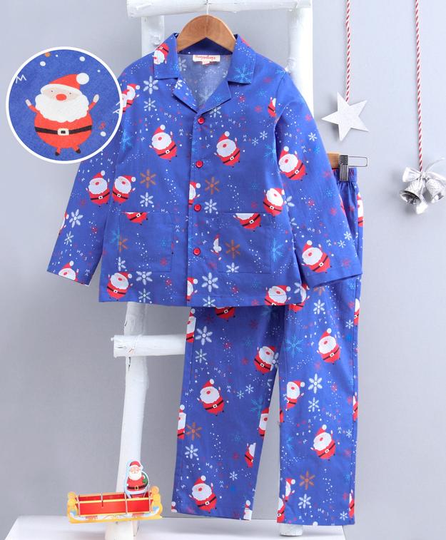 SANTA PRINT NIGHTSUIT ROYAL BLUE