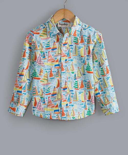 SAILOR BOAT PRINT FULL SLEEVES SHIRT