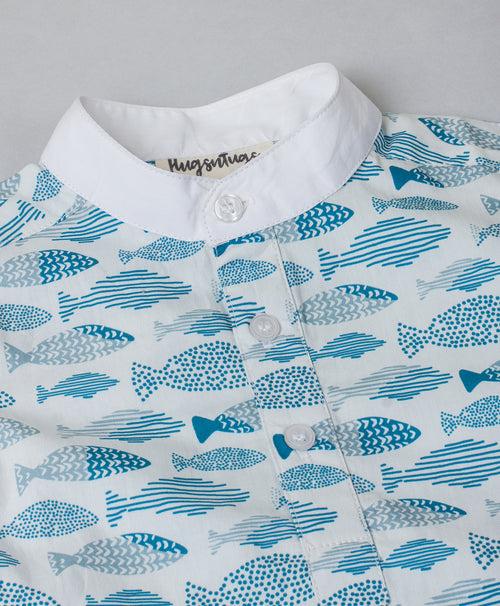 ALL OVER FISH PRINT BOYS SHIRT