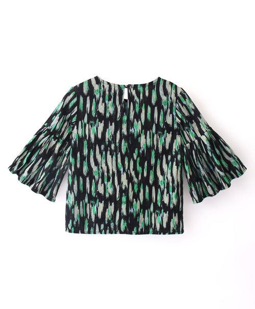 ABSTRACT PRINT TOP WITH BELL SLEEVES