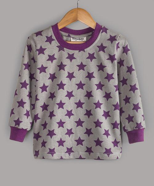 GREY PURPLE ALL OVER STAR PRINT TRACKSUIT