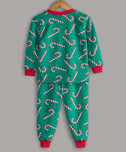 GREEN CANDY CANE PRINT TRACKSUIT by