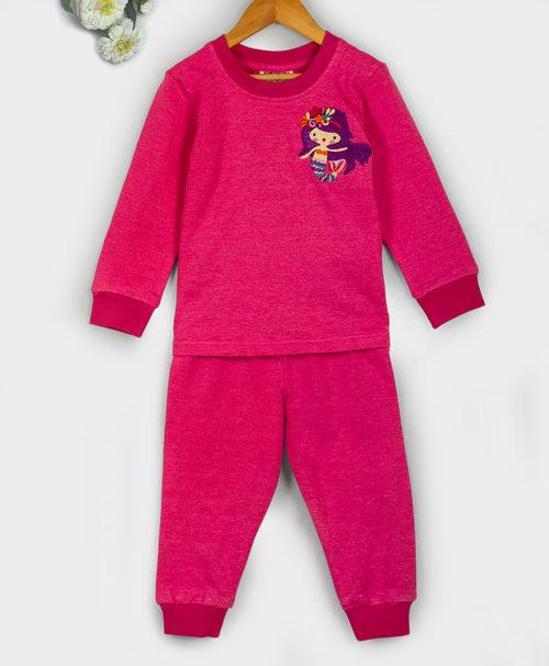 Pink Mermaid embroidery track suit