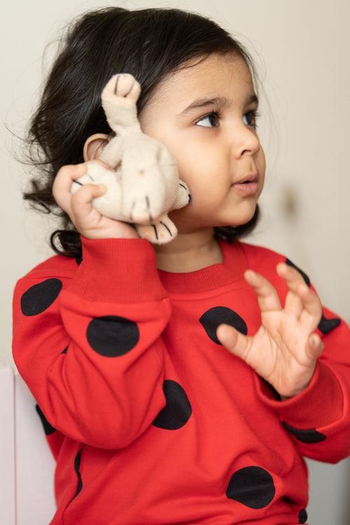 Red Black polka dot print tracksuit