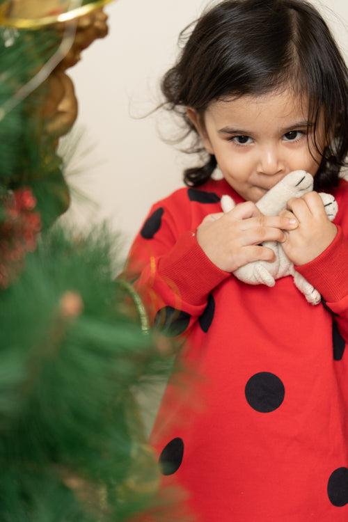 Red Black polka dot print tracksuit