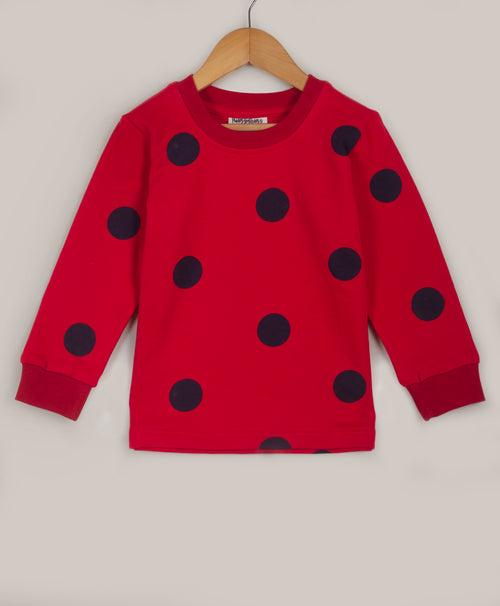 Red Black polka dot print tracksuit