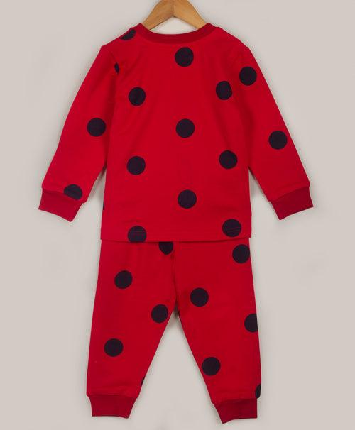 Red Black polka dot print tracksuit