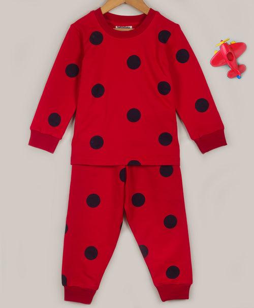 Red Black polka dot print tracksuit