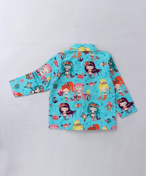 Mermaid and shells print nightsuit