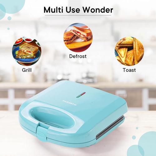 The Better Home FUMATO Presswich 750W Sandwich Maker, 2 Slice Grill, Blue & Stainless Steel Water Bottle 1 Litre Pack of 2 Gold